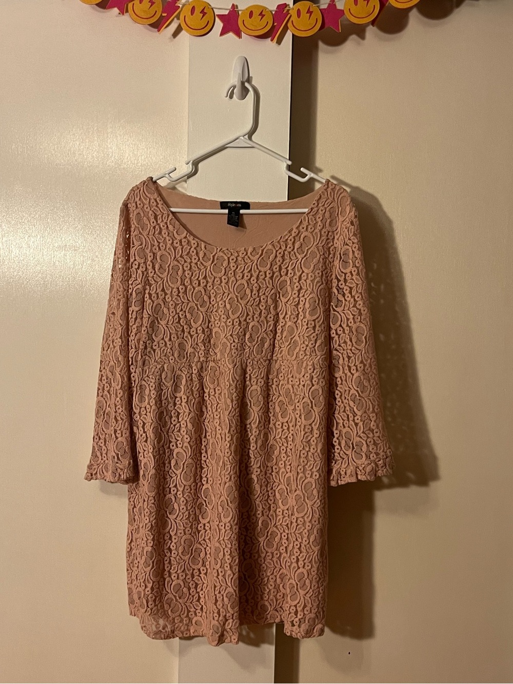 Style & Co. Blush Pink Lace Long Sleeve Swing Dress - Picture 1 of 4